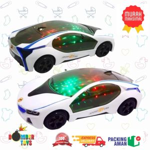 Mainan Anak Mobil V Racing 3D Bump Go Lampu Car Sirine Baterai Disco LED