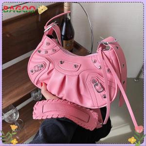 กระเป๋าสะพายไหล่สตรีหนัง PU ลายหมุดมีซิปกระเป๋าเดินทางสำหรับผู้หญิงซื้อ1 Take 1