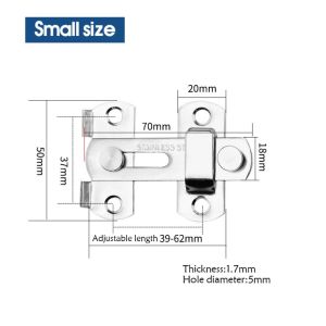 1 Set Stainless Hasp Latch Lock Sliding Door Window Cabinet Fitting Room Door Lock Safety Buckle Small Right Left Set