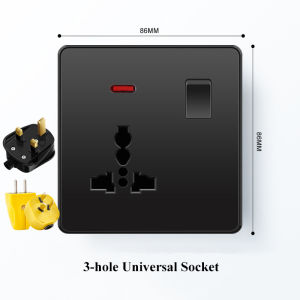LSG Universal Wall Outlet With switch Black PC Flame Retardant Plastic Panel 13A 250V Multifunctional Standard Electrical Outlet Single Or Double 3 Holes USB socket adapter 2.1A