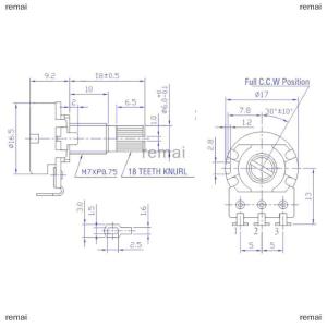 remai Brass Shaft Potentiometer For Electric Guitar Bass A250K/B250K/A500K/B500K