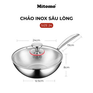 Chảo Chống Dính Sâu Lòng Inox 316 Liền Khối Cao Cấp Mitomo Đáy 7 Lớp Bắt Từ Dùng Cho Mọi Loại Bếp – Hàng Chính Hãng