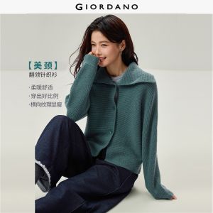 Giordano Beau Monde Women Big collar dolman sleeve loose cardigan Free Shipping 13356603