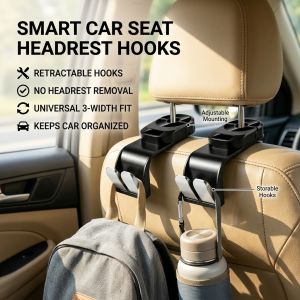 Car Seat Headrest Hook Sports Seat Hook Car Hanger Integrated Backseat Storage Organizer Heavy Duty Vehicle Seat Back Holder