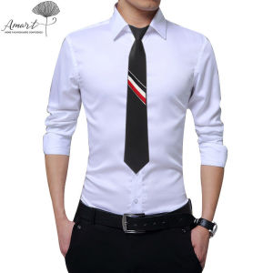 (มีเน็คไท) เสื้อเชิ้ตแขนยาวสำหรับผู้ชายชุดทำงานแบบไม่รีดชุดสูทเสื้อเชิ้ตฤดูใบไม้ผลิสำหรับนักธุรกิจที่ดีที่สุดมืออาชีพ