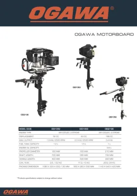OGAWA OES 1063 63CC / OES1052 52CC 2 Stroke Boat Engine Outboard Motor Motorboard (2.3KW/3.5HP)