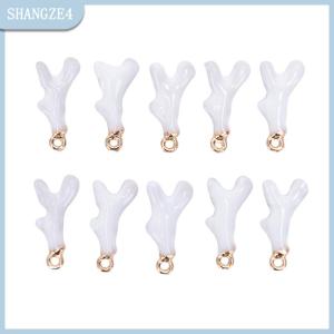 【SHANGZE4】 10pcs hợp kim men ANTLER hình Charms Mặt dây chuyền trang sức làm phụ kiện thủ công
