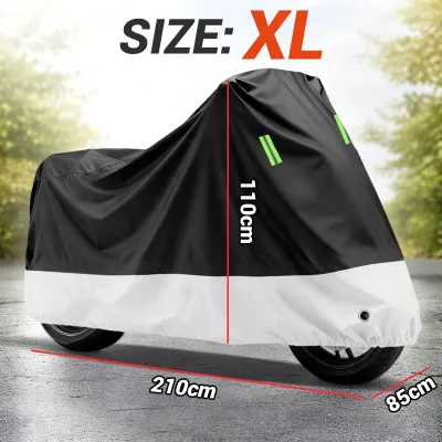 Jumbo Motorcycle Cover Waterproof UV Outdoor Protection All Season Universal Weather Night Reflective with Lock-Holes