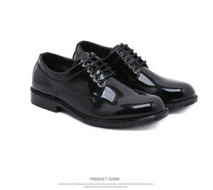 flamingo classic black leather school office security shoes for men