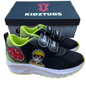 Sepatu Sekolah Anak Laki Laki Perempuan Sepatu Warna Hitam Murah Tali Perekat Karakter Anime Naruto Sipuden Umur 6-10 Tahun PAUD TK SD-KIDZTUBS1920040824