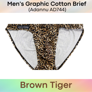 Mens Brief : Animal Graphic Print Brief Underwear (Adannu AD744)