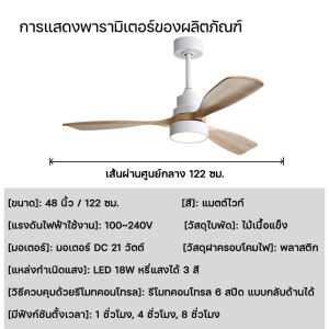 【COD】พัดลมเพดานสไตล์นอร์ดิก 48 นิ้ว นำเข้าจากญี่ปุ่น มอเตอร์อินเวอร์เตอร์ทองแดงแท้ 100% ใบพัดไม้แท้ ลมแรงแต่เงียบมาก ไฟ LED 3 สี (เย็น/อุ่น/ธรรมชาติ) ปรับลม 6 ระดับ มาพร้อมรีโมทคอนโทรล เหมาะสำหรับห้องอาหาร ห้องนอน และวิลล่า จัดส่งจากประเทศไทย