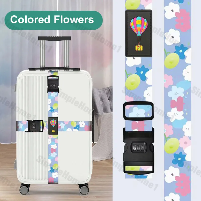Travel Adjustable Luggage Strap Cross Belt Suitcase Nylon Digits Password  Lock Luggage Belt Strap With Lock Printing Double Password Locks Luggage