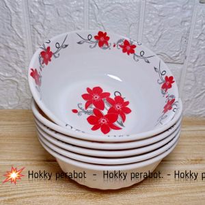 SET ISI 6 MANGKUK MELAMIN MOTIF KEMBANG MEWAH ULIR TIMBUL 6INCH MELAMIN SNI