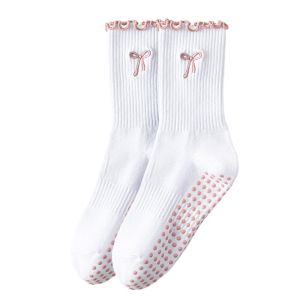 MODERNLUX Non-Slip Grip Pilates Socks Breathable Cotton Yoga Socks Trendy Sweat-absorbent Mid Tube Socks for Women