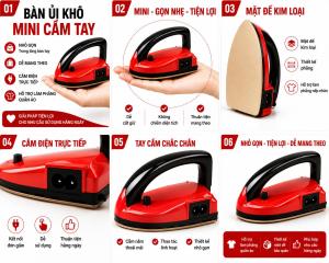 Bàn Ủi Mini Cầm Tay Văn Phòng Du Lịch | Bàn Là Khô Mini Ủi Quần Áo Nhanh Cho Dân Công Sở Bận Rộn