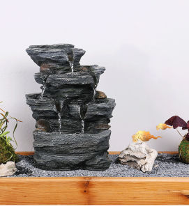 Five Stream Rock Cavern Tabletop Fountain Tiered Desktop Water Feature