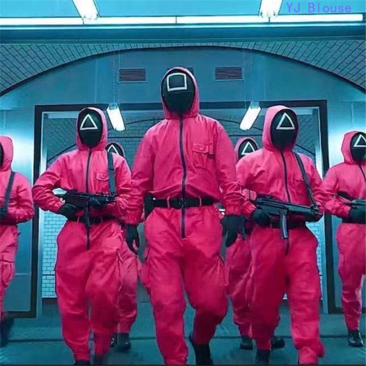 【Included Belt and Gloves Halloween Squid Game Cos Costume Mask Squid