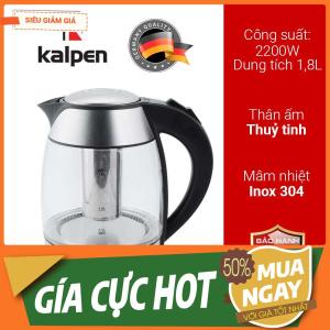 Ấm đun nước siêu tốc thủy tinh có lọc trà inox Kalpen KK66 dung tích 1.8 lít công suất 2200W bảo hành 2 năm