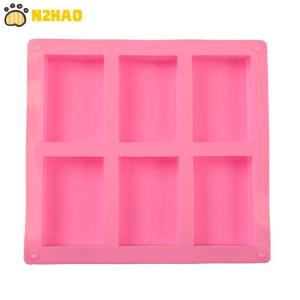 【N2HAO】 6 Cell Rectangular Silicone Soap Mold For Homemade Decorative Soap Making Mould