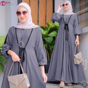 Gamis Wanita Crincle Airflow Aniqa Gamis Muslim Polos Terbaru Maxy Dress Long Dress Baju Muslim Kekinian