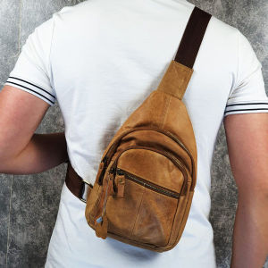 [Da thật] Túi đeo chéo nam da bò thật TD105LD (Vàng bò/Đen) - 100% da bò thật BH 3 năm