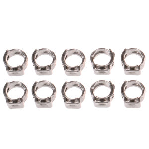 Ginca 10Pcs Hose Clamps Single Ear Stepless 304 Stainless Steel Hose Clamps Cinch Clamp Rings For Sealing Hose Quick Release Clamp