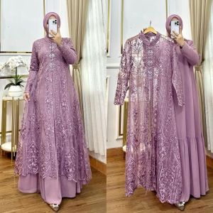 BOC/ Dress kondangan / Laksmi Dress Matt Ceruty Mix Brukat/ Dress terbaru /Gamis brukat wanita - COD