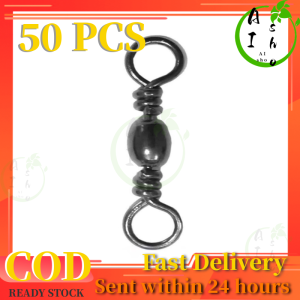 【Ready Stock】50pcs Rolling Barrel Swivel Fishing Swivel Sea Fishing Tackle Hook Connector Fishing Snap