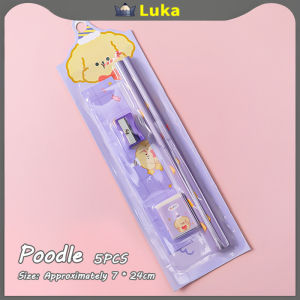 5Pcs/set Cartoon theme Kid school supplies stationery set pencil Pencil Sharpener Ruler Erase set boys girl