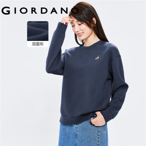 Áo nỉ nữ áo Hoodies cổ tròn trùm đầu form rộng thoải mái thêu hình tinh tế học sinh thường ngày GIORDANO Free Shipping 05322784