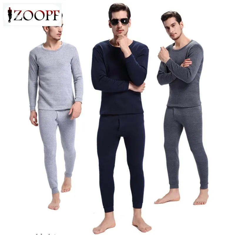 ZOOPF Hot Sale Hot Mens Pajamas Winter Warm Thermal Underwear Long Johns  Sexy Black Thermal Underwear Sets