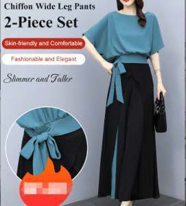 【Hot sale】New comfortable womens two-piece wide-leg pants
