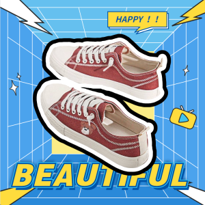 LH.Monday รองเท้าผ้าใบสไตล์วินเทจ มี 2 สี ดีไซน์เรียบง่าย แมทซ์ได้ทุกลุค ดีย์งามมากแม่