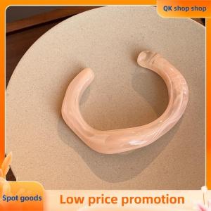 ✨QK shop✨ Fashion Unique Irregular Acrylic Cuff Bracelets For Women Simple Texture Multicolor Geometric Open Bangle Female Jewelry