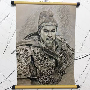 Tranh Quan Công treo tường in trên vải - Nẹp Nhựa kích thước 20x30 cm - 30x40 cm