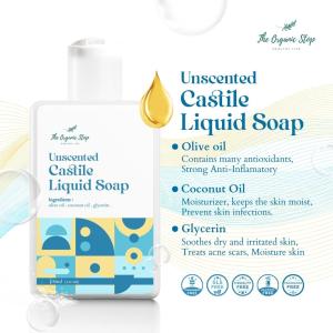 TheOrganicStop Unscented Castile Liquid Soap Sabun Cair Natural 100 ml