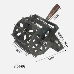 เครื่องตัดหญ้าเหล็กแมงกานีส เครื่องกำจัดวัชพืชแบบพกพา ล้อเหล็กหนา 10 แถว เครื่องกำจัดวัชพืชแบบเฟืองยาว ใบมีดเหล็กแมงกานีสสูงหนา สามารถปรับมุมใบมีดเพื่อควบคุมความลึกได้