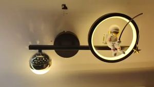 SXH LED Bedside Wall Lamp Astronaut Childrens Room Master Bedroom Living Room Background Wall Creative Starry Sky Ceiling Decoration Bedside Lighting