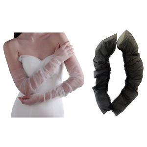 Ruffled Glove Easy Elegant Arm Cover Simple Long Sleeve Decorative Tulle for Wedding False Simple Gloves Sheer