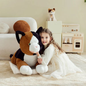 IKASA Giant Calico Cat Stuffed Animl Plush ToyBig Large Jumbo Soft Toys30" Huge Size Cute Fluffy Plushy Oversized Fat Plushie