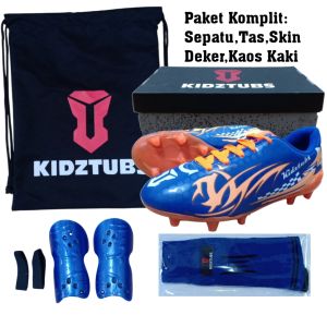 KIDZTUBS Sepatu Bola Anak Paket Komplit Sepatu Bola Tas Skin Deker Kaos Kaki Usia 6-10 Tahun Size 28 29 30 31 32 33 34 35 36 37 KDZ1954010425