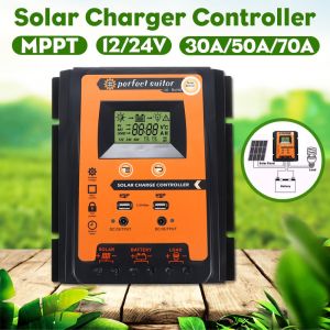 solar charger controller 30A 50A 70A Solar Charge Controller Solar Panel Controller 12V/24V Panel Regulator Dual USB Port