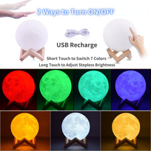 moon light lamp galaxy moonlight led decoration light for room  birthday wireless bedroom lamp decorative led lamp bedroom lamp study table USB rechargeable night lamp with remote control 7 colors 16 colors 16色遥控 手拍触摸 月亮灯 月球灯 桌灯