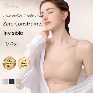 『Brelira』Foundation Bra Wireless Ice Silk Thin Fixed Cup Seamless Cooling Lightweight Breathable Invisible Lift Support Comfortable Brassiere​​