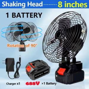 8 Inch lithium batteries Powered Metal Fan Portable Cordless Industrial Fan Pure Copper Motor for Emergency Brownout Camping
