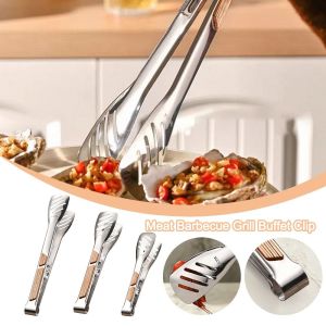 5210A 304 สแตนเลส คีบบาร์บีคิว 8-12นิ้ว ด้ามยาว คลิปบุฟเฟ่ต์ย่างเนื้อ ของใช้ในครัว ไม่ลื่น ชุดเครื่องมือทำอาหาร