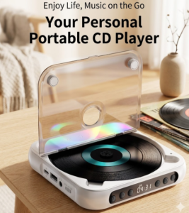 Portable CD Player with Speakers | 2000mAh Rechargeable HD Display Music Player