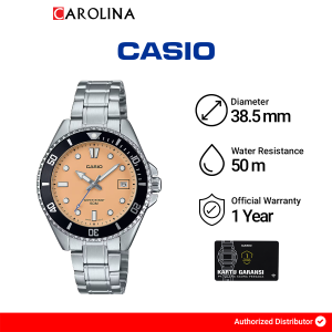 Jam Tangan Pria Casio MDV-10D-4A2 Black Bezel Yellow Dial Silver Stainless Steel Band