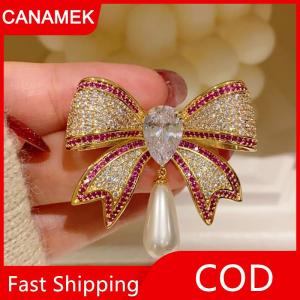 【CANAMEK】 Khí Rhinestone Bowknot trâm cài cho phụ nữ cô gái thời trang tinh tế Corsage thanh lịch phù hợp với pins quần áo phụ kiện Quà Tặng